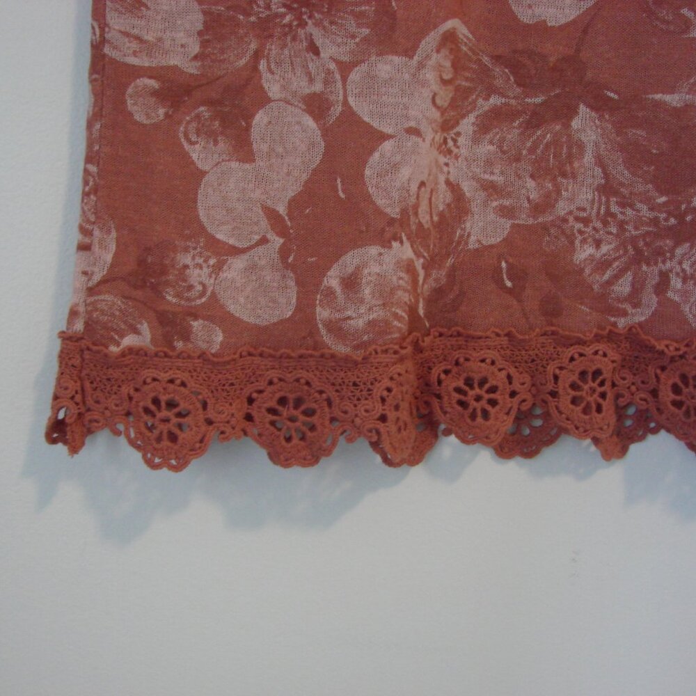 Crochet Lace Floral Tank Top Italy Soft Pink Salmon Boho Flowy Loose Size Small - Picture 10 of 14